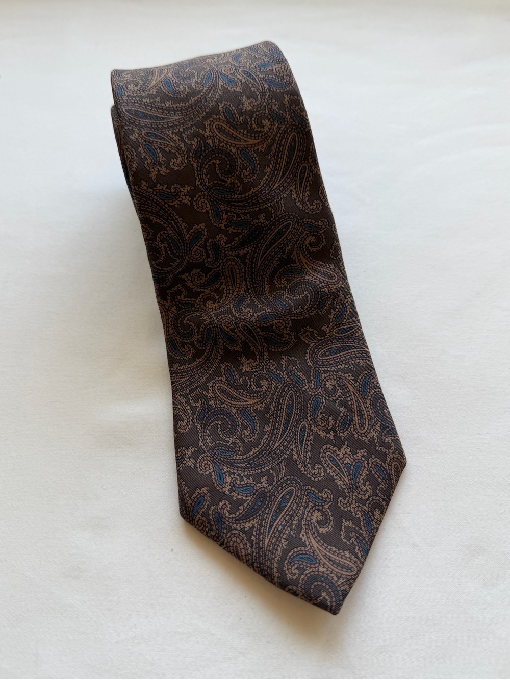 Vintage Stafford Brown & Blue Paisley Men’s Necktie 100% Silk